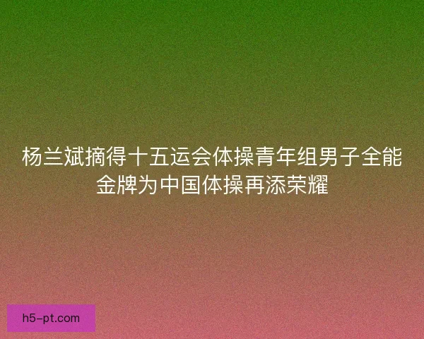 杨兰斌摘得十五运会体操青年组男子全能金牌为中国体操再添荣耀
